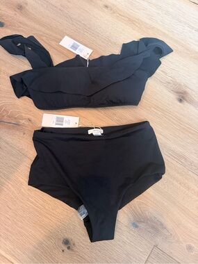 Eberjey Black High-Waist Bikini Set size small